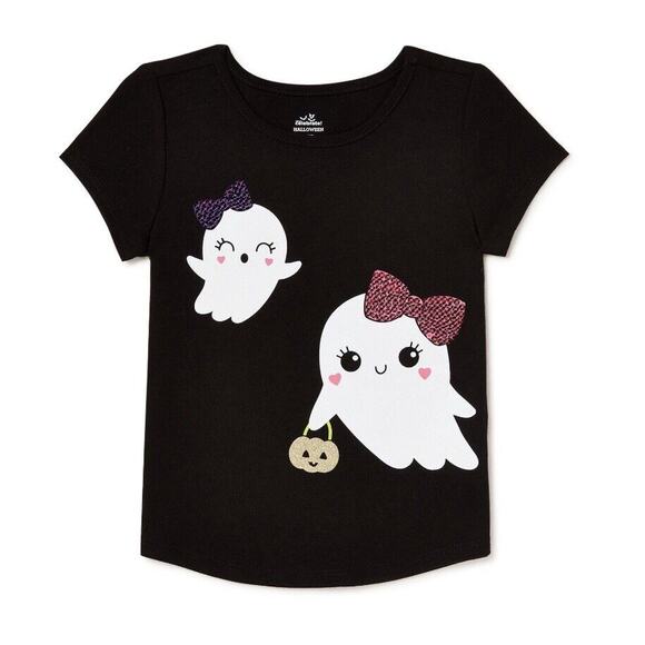 Way to Celebrate Baby Girls Halloween Short Sleeve Sequin Ghost T-Shirt 12 Month - Picture 1 of 3